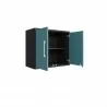 Manhattan Comfort Eiffel Floating Garage Cabinet in Matte Black and Aqua Blue Open - Manhattan Comfort Eiffel Floating Garage Cabinet in Matte Black and Aqua Blue Open
