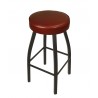 Kyle Backless Round Swivel Barstool With Steel Frame And Sand Black Finish - Red Cushion
