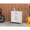 Manhattan Comfort Eiffel 28.35" Mobile Garage Storage Cabinet with 1 Drawer in White Gloss