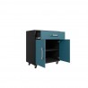 Manhattan Comfort Eiffel 28.35" Mobile Garage Storage Cabinet with 1 Drawer in Blue Gloss Open