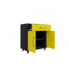 Manhattan Comfort Eiffel 28.35" Mobile Garage Storage Cabinet with 1 Drawer in Yellow Gloss Open