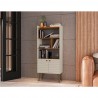Manhattan Comfort Bogart 62.6" Mid-Century Modern Bookcase in Off-White and Nature