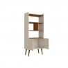 Manhattan Comfort Bogart 62.6" Mid-Century Modern Bookcase in Off-White and Nature Open