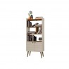 Manhattan Comfort Bogart 62.6" Mid-Century Modern Bookcase in Off-White and Nature Side