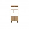 Manhattan Comfort Bogart 62.6" Mid-Century Modern Bookcase in Off-White and Nature Back