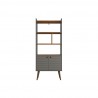 Manhattan Comfort Bogart 62.6" Mid-Century Modern Bookcase in Off-White and Nature Front