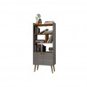 Manhattan Comfort Bogart 62.6" Mid-Century Modern Bookcase in Grey and Nature Front