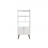 Manhattan Comfort Bogart 62.6" Mid-Century Modern Bookcase in White and Nature Front