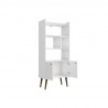 Manhattan Comfort Bogart 62.6" Mid-Century Modern Bookcase in White and Nature Open