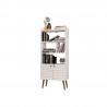 Manhattan Comfort Bogart 62.6" Mid-Century Modern Bookcase in White and Nature