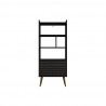 Manhattan Comfort Bogart 62.6" Mid-Century Modern Bookcase in Black and Nature Front
