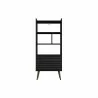Manhattan Comfort Bogart 62.6" Mid-Century Modern Bookcase in Black and Nature Front - Manhattan Comfort Bogart 62.6" Mid-Century Modern Bookcase in Black and Nature Front