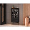 Manhattan Comfort Bogart 62.6" Mid-Century Modern Bookcase in Black and Nature