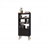 Manhattan Comfort Bogart 62.6" Mid-Century Modern Bookcase in Black and Nature