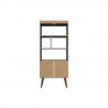 Manhattan Comfort Bogart 62.6" Mid-Century Modern Bookcase in Black and Nature Back