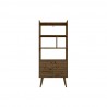 Manhattan Comfort Bogart 62.6" Mid-Century Modern Bookcase in Rustic Brown and Nature