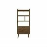 Manhattan Comfort Bogart 62.6" Mid-Century Modern Bookcase in Rustic Brown and Nature - Manhattan Comfort Bogart 62.6" Mid-Century Modern Bookcase in Rustic Brown and Nature