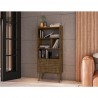Manhattan Comfort Bogart 62.6" Mid-Century Modern Bookcase in Rustic Brown and Nature