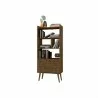 Manhattan Comfort Bogart 62.6" Mid-Century Modern Bookcase in Rustic Brown and Nature - Manhattan Comfort Bogart 62.6" Mid-Century Modern Bookcase in Rustic Brown and Nature
