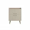 Manhattan Comfort Bogart 45.5" Mid-Century Modern Accent Cabinet in Off-White and Nature Front - Manhattan Comfort Bogart 45.5" Mid-Century Modern Accent Cabinet in Off-White and Nature Front