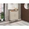Manhattan Comfort Bogart 45.5" Mid-Century Modern Accent Cabinet in Off-White and Nature - Manhattan Comfort Bogart 45.5" Mid-Century Modern Accent Cabinet in Off-White and Nature