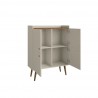Manhattan Comfort Bogart 45.5" Mid-Century Modern Accent Cabinet in Off-White and Nature Open