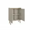 Manhattan Comfort Bogart 45.5" Mid-Century Modern Accent Cabinet in Off-White and Nature Open - Manhattan Comfort Bogart 45.5" Mid-Century Modern Accent Cabinet in Off-White and Nature Open