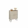 Manhattan Comfort Bogart 45.5" Mid-Century Modern Accent Cabinet in Off-White and Nature - Manhattan Comfort Bogart 45.5" Mid-Century Modern Accent Cabinet in Off-White and Nature