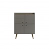 Manhattan Comfort Bogart 45.5" Mid-Century Modern Accent Cabinet in Grey and Nature Front
