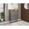 Manhattan Comfort Bogart 45.5" Mid-Century Modern Accent Cabinet in Grey and Nature - Manhattan Comfort Bogart 45.5" Mid-Century Modern Accent Cabinet in Grey and Nature