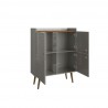 Manhattan Comfort Bogart 45.5" Mid-Century Modern Accent Cabinet in Grey and Nature Open
