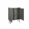 Manhattan Comfort Bogart 45.5" Mid-Century Modern Accent Cabinet in Grey and Nature Open - Manhattan Comfort Bogart 45.5" Mid-Century Modern Accent Cabinet in Grey and Nature Open
