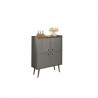 Manhattan Comfort Bogart 45.5" Mid-Century Modern Accent Cabinet in Grey and Nature
