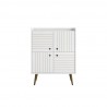 Manhattan Comfort Bogart 45.5" Mid-Century Modern Accent Cabinet in White and Nature Front