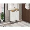 Manhattan Comfort Bogart 45.5" Mid-Century Modern Accent Cabinet in White and Nature - Manhattan Comfort Bogart 45.5" Mid-Century Modern Accent Cabinet in White and Nature
