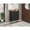 Manhattan Comfort Bogart 45.5" Mid-Century Modern Accent Cabinet in Black and Nature - Manhattan Comfort Bogart 45.5" Mid-Century Modern Accent Cabinet in Black and Nature