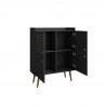 Manhattan Comfort Bogart 45.5" Mid-Century Modern Accent Cabinet in Black and Nature Ope 