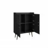 Manhattan Comfort Bogart 45.5" Mid-Century Modern Accent Cabinet in Black and Nature Ope  - Manhattan Comfort Bogart 45.5" Mid-Century Modern Accent Cabinet in Black and Nature Ope 