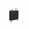 Manhattan Comfort Bogart 45.5" Mid-Century Modern Accent Cabinet in Black and Nature - Manhattan Comfort Bogart 45.5" Mid-Century Modern Accent Cabinet in Black and Nature