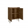 Manhattan Comfort Bogart 45.5" Mid-Century Modern Accent Cabinet in Rustic Brown and Nature Open