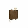 Manhattan Comfort Bogart 45.5" Mid-Century Modern Accent Cabinet in Rustic Brown and Nature - Manhattan Comfort Bogart 45.5" Mid-Century Modern Accent Cabinet in Rustic Brown and Nature