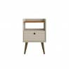 Manhattan Comfort Bogart Mid-Century Modern Nightstand in Off-White and Nature Front