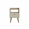 Manhattan Comfort Bogart Mid-Century Modern Nightstand in Off-White and Nature Front - Manhattan Comfort Bogart Mid-Century Modern Nightstand in Off-White and Nature Front