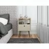Manhattan Comfort Bogart Mid-Century Modern Nightstand in Off-White and Nature - Manhattan Comfort Bogart Mid-Century Modern Nightstand in Off-White and Nature