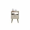 Manhattan Comfort Bogart Mid-Century Modern Nightstand in Off-White and Nature - Manhattan Comfort Bogart Mid-Century Modern Nightstand in Off-White and Nature