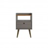 Manhattan Comfort Bogart Mid-Century Modern Nightstand in Grey and Nature Front