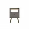 Manhattan Comfort Bogart Mid-Century Modern Nightstand in Grey and Nature Front - Manhattan Comfort Bogart Mid-Century Modern Nightstand in Grey and Nature Front