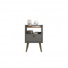 Manhattan Comfort Bogart Mid-Century Modern Nightstand in Grey and Nature