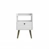 Manhattan Comfort Bogart Mid-Century Modern Nightstand in White and Nature Front - Manhattan Comfort Bogart Mid-Century Modern Nightstand in White and Nature Front