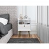Manhattan Comfort Bogart Mid-Century Modern Nightstand in White and Nature